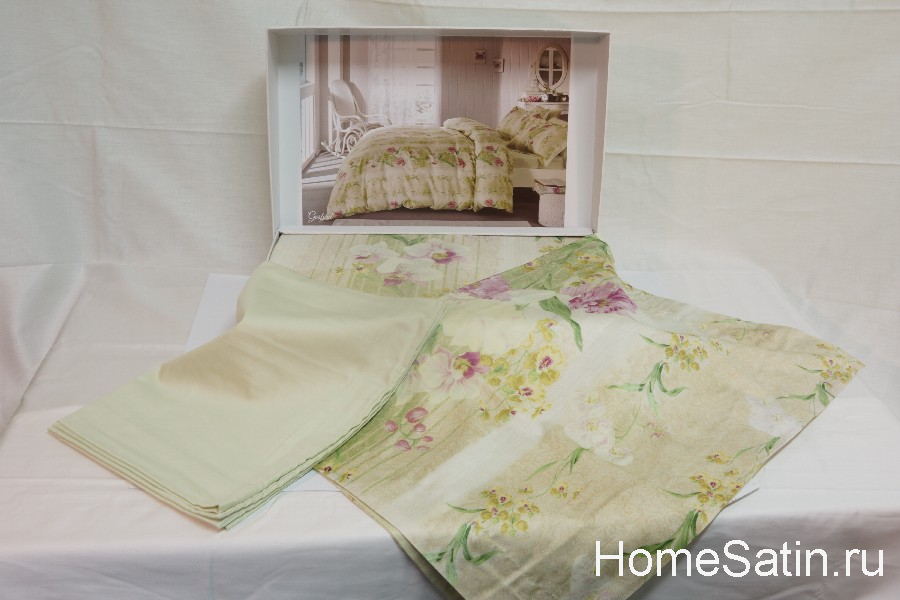 Gosford комплект сатинового постельного белья от Tivolyo Home зеленого цвета евро, photo №3