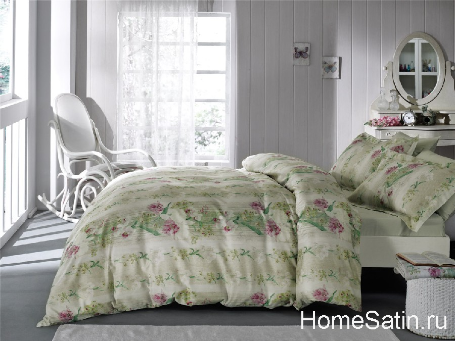 Gosford комплект сатинового постельного белья от Tivolyo Home зеленого цвета евро, photo №1