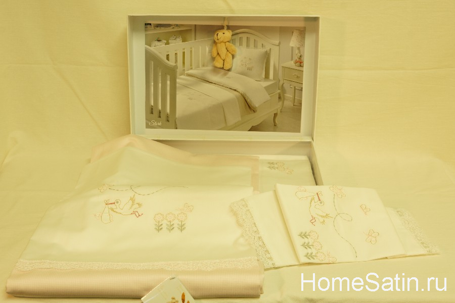 Stork комплект постельного белья от Tivolyo Home розовый детский, photo №5