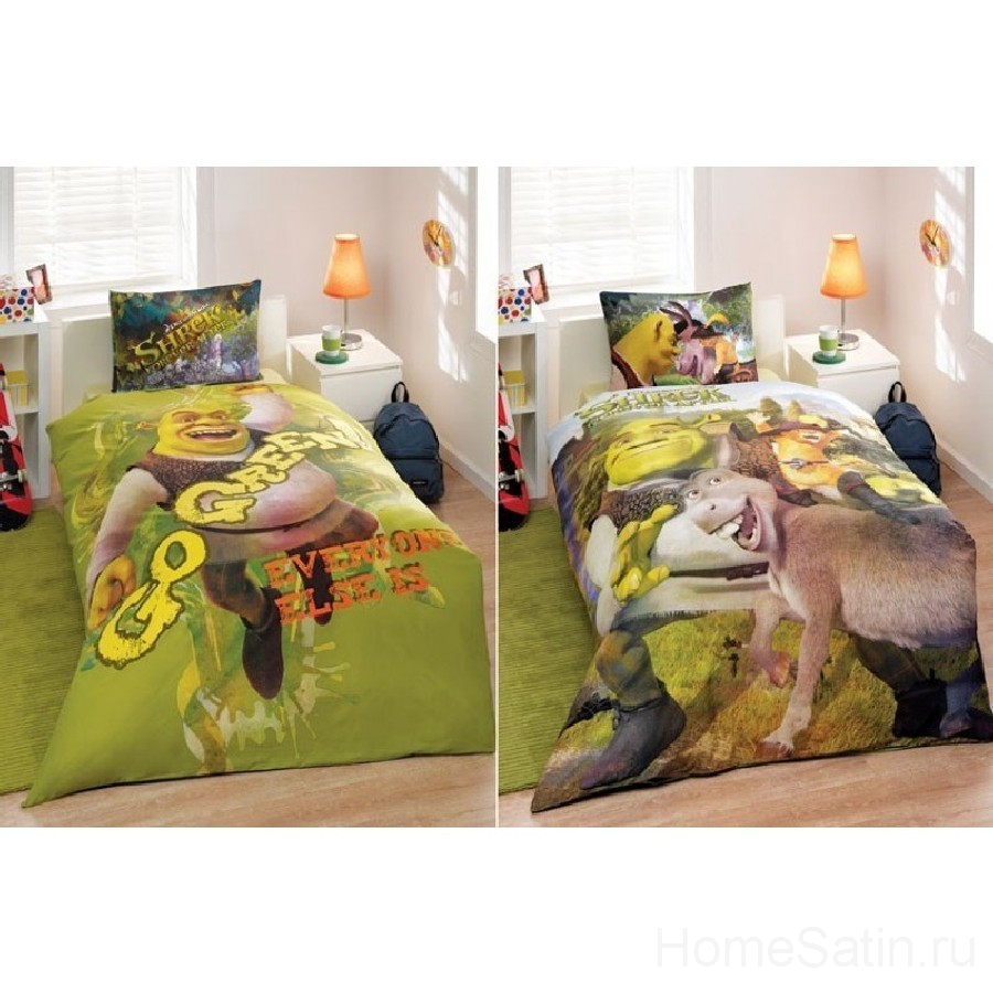 Shrek go green комплект постельного белья для мальчиков от TAC 1.5 спальный, photo №1