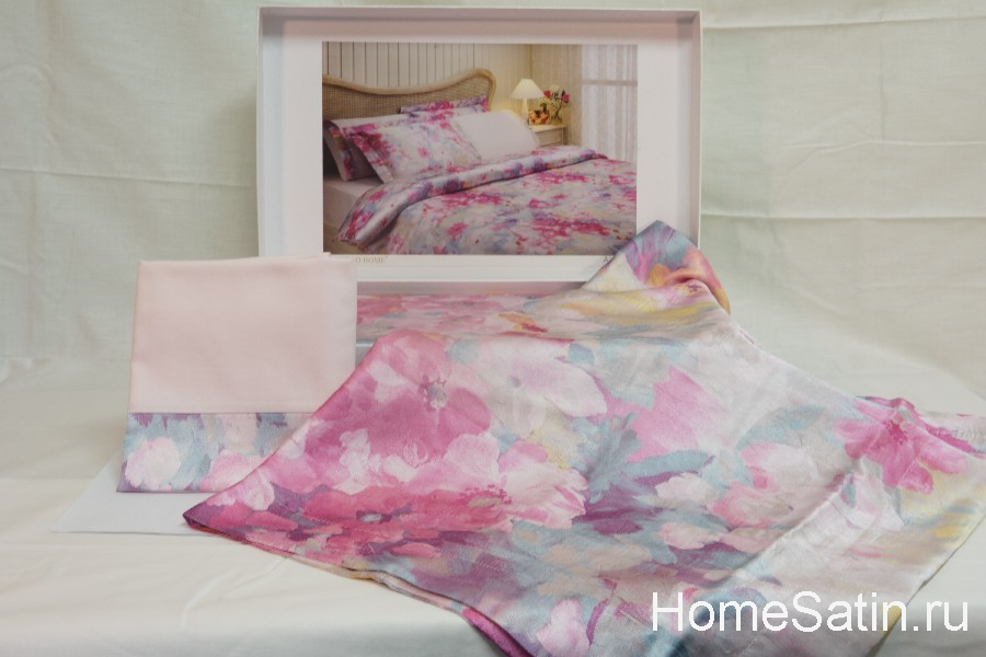 Alzarsi шелковый комплект постельного белья от Tivolyo Home розовый евро , photo №3