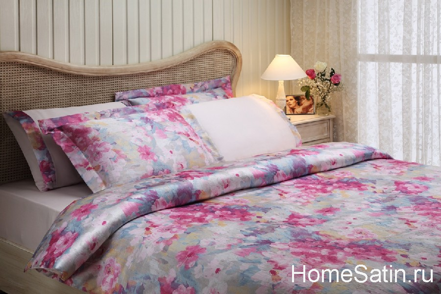 Alzarsi шелковый комплект постельного белья от Tivolyo Home розовый евро , photo №1