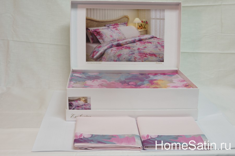 Alzarsi шелковый комплект постельного белья от Tivolyo Home розовый евро , photo №2