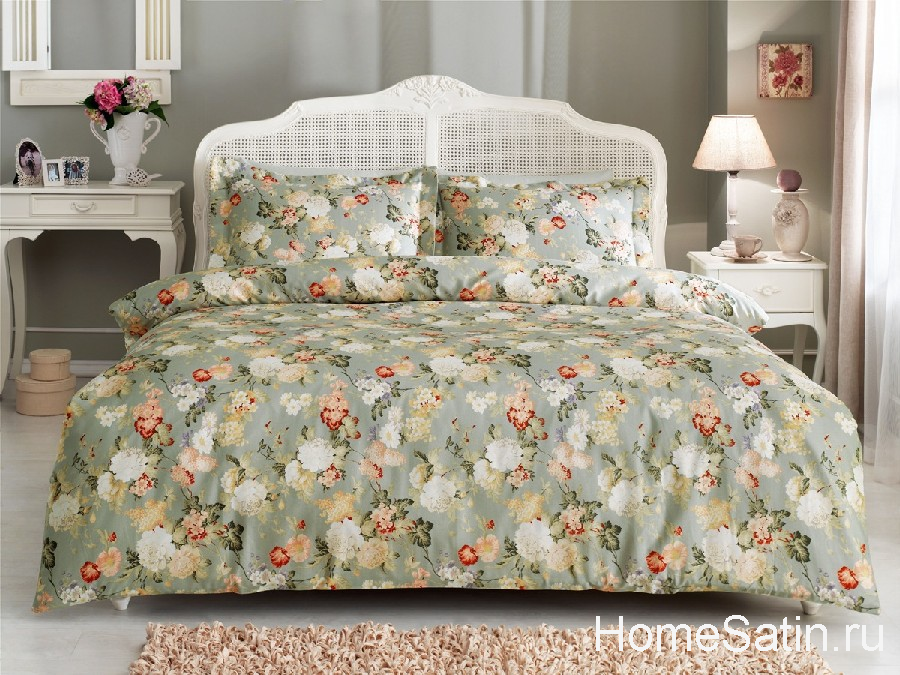 Angelica комплект сатинового постельного белья от Tivolyo Home 1,5 спальный, photo №1