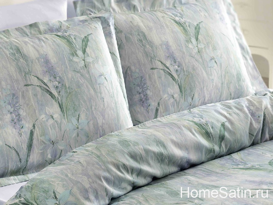 Fleur комплект сатинового постельного белья от Tivolyo Home лилового цвета евро, photo №2