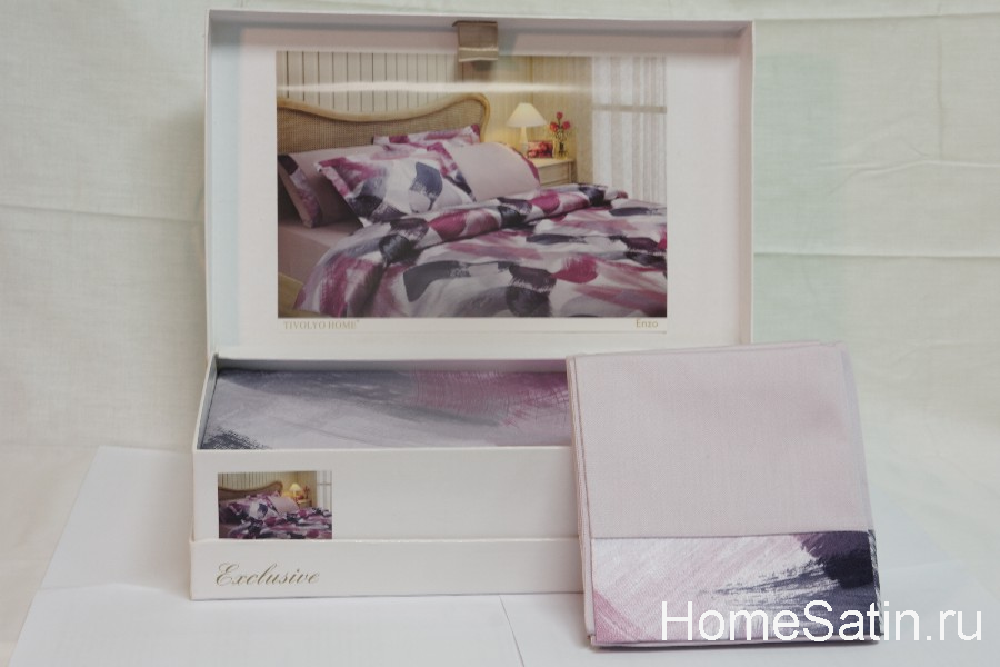 Enzo комплект шелкового постельного белья от Tivolyo Home розового цвета евро, photo №2