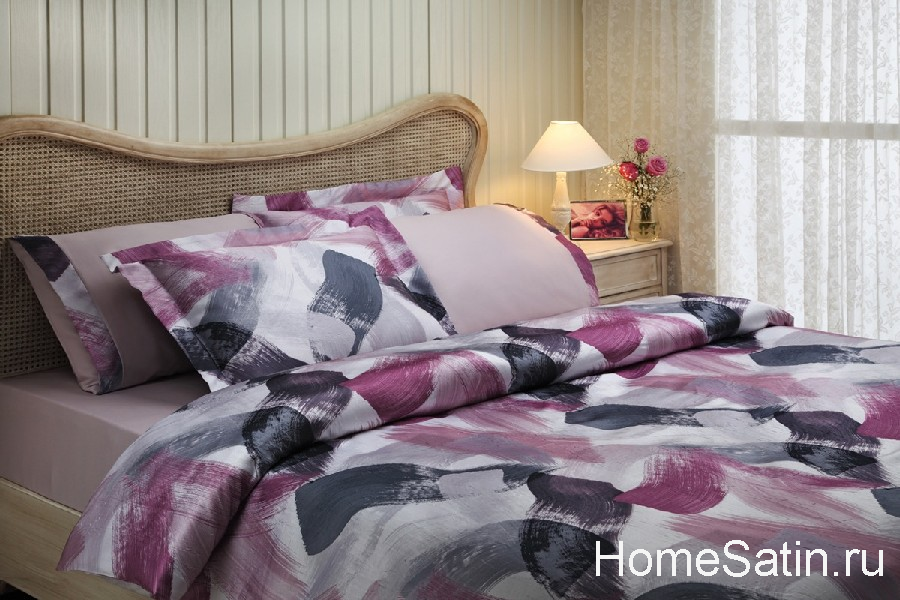 Enzo комплект шелкового постельного белья от Tivolyo Home розового цвета евро, photo №1